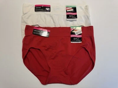 NWT Bali Comfort Revolution Comfort Waist Hipster Panties 2C90 Size 8/9 Red Whit - Image 1 of 4