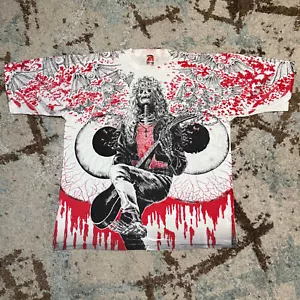 Vintage 90s Morbid Rags Skeleton Shirt AOP Size XL Deadstock Bloody Eyes - Picture 1 of 9