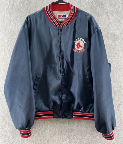 Vintage Swingster Boston Red Sox Navy Mens Satin Bomber Jacket Sz X-Large Cover