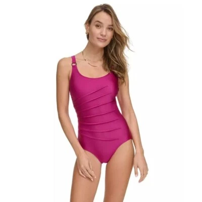 Traje de baño de una pieza Calvin Klein Berry Starburst pliegues traje de baño cintura delgada 8 Foto 1 de 4