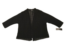 Elementz Women's Black Cardigan Ribbed Knit 3/4 Sleeve Sweater Size 2X USA