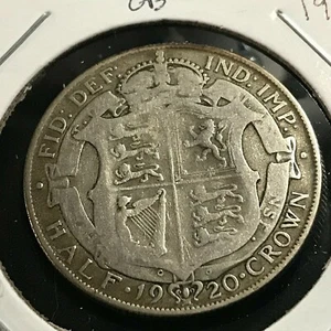 1920 GREAT BRITAIN SILVER 1/2 CROWN NICE COIN - Picture 1 of 2