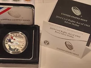 2014 CIVIL RIGHTS ACT OF 1964 UNCIRCULATED SILVER DOLLAR US MINT #45 - Picture 1 of 2