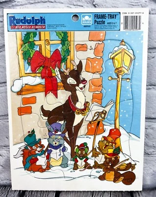 Vtg 1989 RUDOLPH THE RED NOSED REINDEER Christmas Frame-Tray Puzzle 4597A-5 - Image 1 of 2