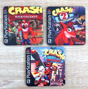 Set Of 3 Crash Bandicoot Cork Coasters Man Cave Games Playstation PS1 PSX - Picture 1 of 4