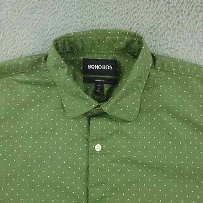 Camisa Bonobos Para Hombre Mediana Verde Manga Corta Ajuste Estándar Elastizada Lunares Foto 1 de 4