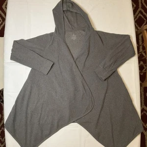 Cuddl Duds Fleecewear w/ Stretch S/M Gray Cardigan w/ Hood Thumb Holes Pockets - Picture 1 of 11
