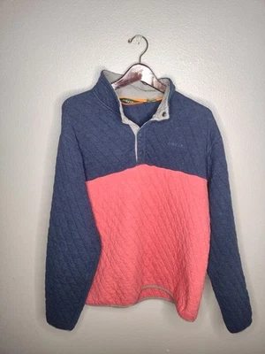 Sudadera Pullover Grande Orvis Para Hombres Acolchada Bloque de Color 1/4 A Presión Azul Marino Rojo O Foto 1 de 4