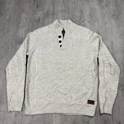 НОВЫЙ С ЯРЛЫКАМИ EMERALD ISLE ТРИКОТАЖ 1/4 КНОПКА МУЖСКОЙ ВЕРЕСКОВЫЙ СЕРЫЙ ПЯТЬ КАЛИБРА БОЛЬШОЙ ШЕРСТИ - Изображение 1 из 4