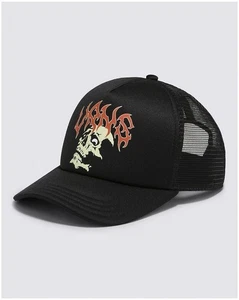 Vans Off The Wall Halloween Trucker Hat Cap Black with Skull- Glow In Dark -NWOT - Picture 1 of 5