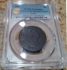 Centavo grande busto drapeado 1804, S-266, PCGS buenos detalles - centavo grande fecha clave rareza - Imagen 1 de 5