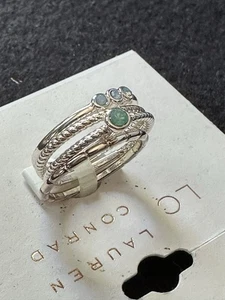 Neu mit Etikett LC Lauren Conrad Menge 4 silberfarbene Topas Strass Ringe / 7 - Bild 1 von 5