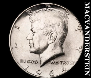 1964 Silver Kennedy Half Dollar - Choice Gem Brilliant Unc Lustrous #D3662 - Picture 1 of 2