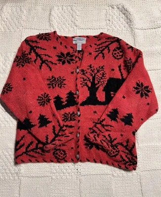 Cárdigan tejido rojo negro vintage Northern Isles Foto 1 de 4