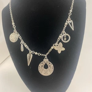 Brighton Chunky Statement Necklace Pendant Charm Silver Plate 16.5-18" Adjust - Picture 1 of 6