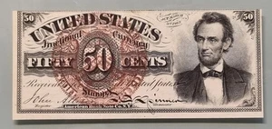50 Cents Fractional Currency 4th Issue Abraham Lincoln High Grade AU - UNC 96351 - Picture 1 of 2
