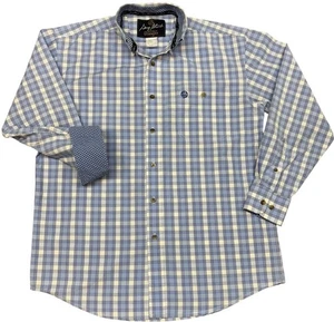 Camisa recta Wrangler George para hombre L XL (sin etiqueta) puño abatible rejilla a cuadros occidental - Imagen 1 de 6