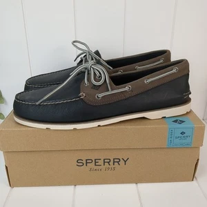 Herren Sperry Bootsschuhe Leeward 2 Ösen Nubuk Schwarz Grau Größe 12 M STS13653 - Bild 1 von 9