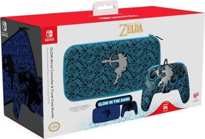 PDP Glow Wired Controller & Travel Case Bundle For Nintendo Switch Zelda NEW - Image 1 of 2