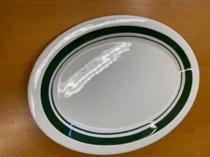 KERAMIK Platte/Teller oval 33 x 24,5 x 3 mit grünem Dekor - Bild 1 von 3