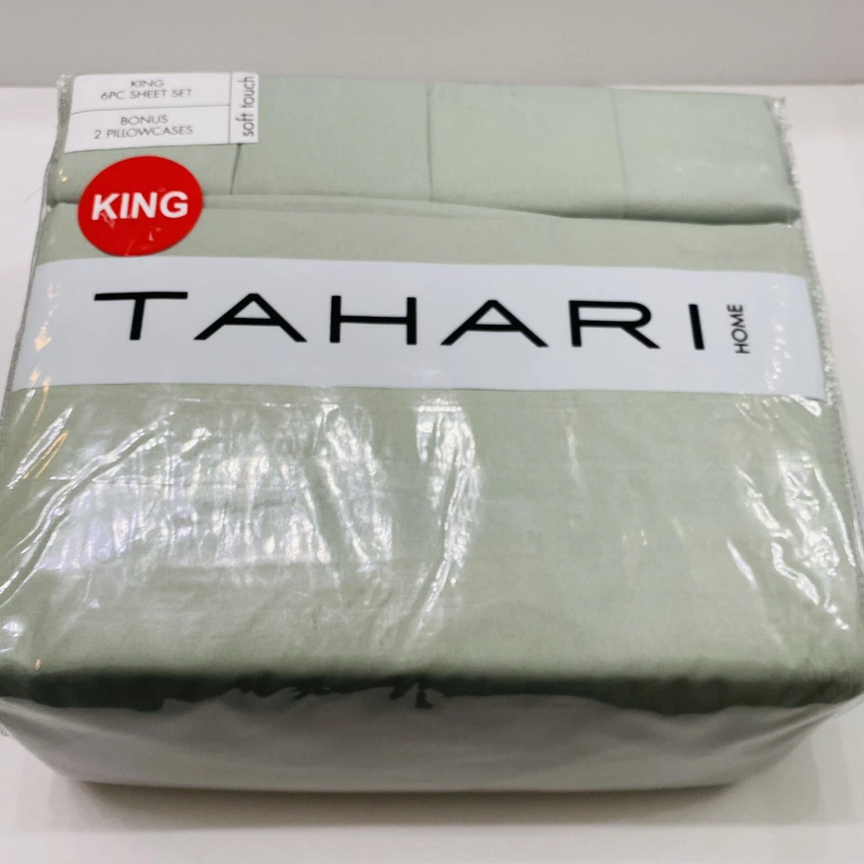  Juego de sábanas Tahari Home King 6 piezas verde salvia NUEVO  Foto 1 de 3