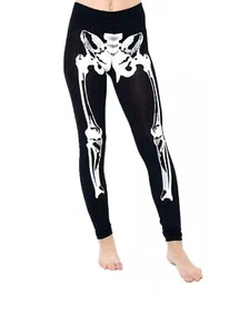 Womens Ladies Skeleton Print Leggings Halloween Bone Full Length Legging UK 8-26 - Picture 1 of 2