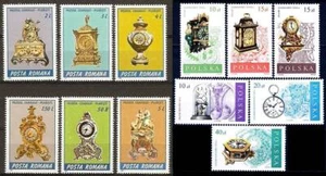 POLAND & ROMANIA - ANTIQUE CLOCKS x2 MNH SETS of STAMPS /NOT ACTUAL CLOCKS, DUDE - Picture 1 of 1