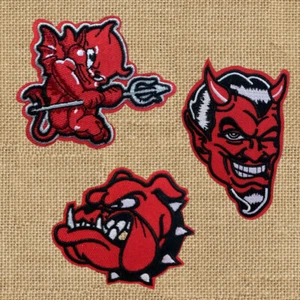 1pc Devil Cherub Bulldog Red Black Evil Embroidered Iron On Patch Applique #1939 - Picture 1 of 10
