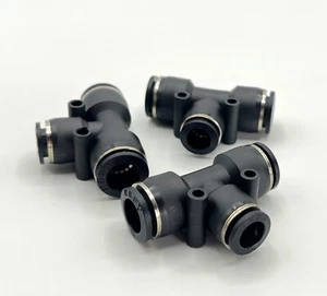12-8 mm Tee Union  Tube Step down  Reducer One Touch T Push In Fitting, 3 pcs - Picture 1 of 3