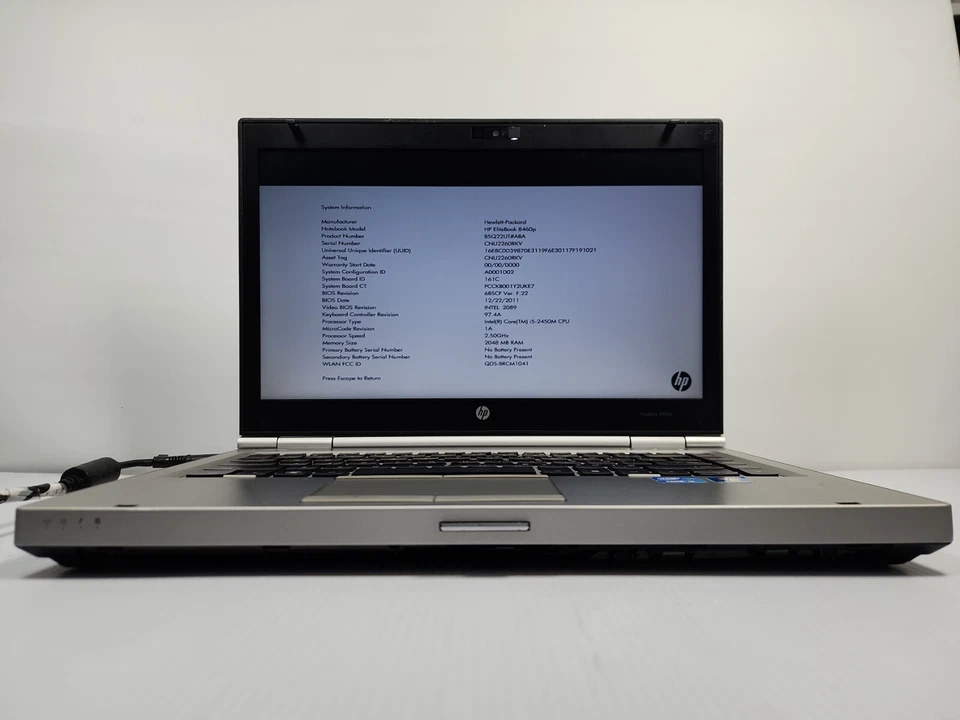 Portátil HP EliteBook 8460p / i5 2,5 GHz / sin disco duro/ram/batería leer Foto 1 de 4