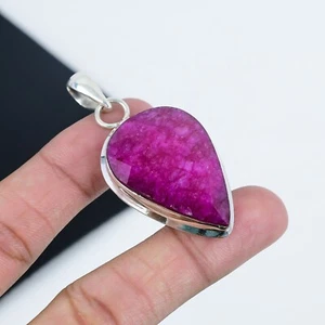 Raro Kashmir Rubino Gemma 925 Pendente Argento Sterling Per San Regalo - Foto 1 di 4
