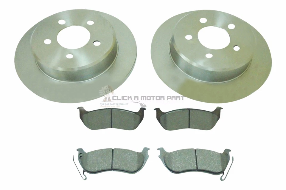 JEEP CHEROKEE 2.5 2.8 CRD 3.7 2001-2007 REAR 2 BRAKE DISCS AND PADS SET NEW - Image 1 of 1