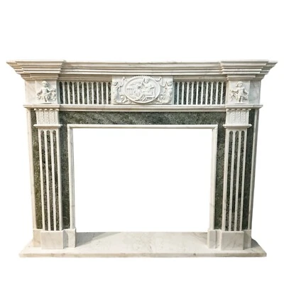 Abrigo Chimenea Mármol Griego Tallado Blanco Verde Carrara L 150Cm Foto 1 de 4