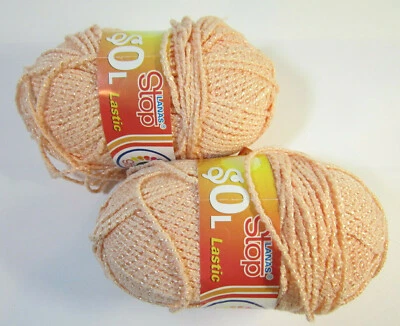 Lote de 2 madejas Lanas Stop SOL hilo elástico color melocotón rayón y mezcla de poliéster  Foto 1 de 3