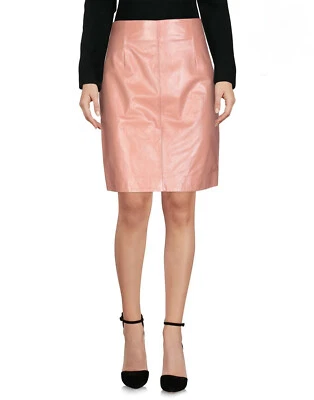 BNWT BLUMARINE Ladies Blush Pink Leather Straight Pencil Skirt Sz IT44 UK 12 — 第 1/4 张图片