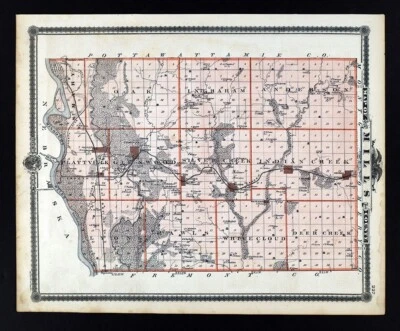 1875 Andreas Iowa Mapa Mills County Glenwood Pacific City Malvern Hastings IA - Imagem 1 de 4
