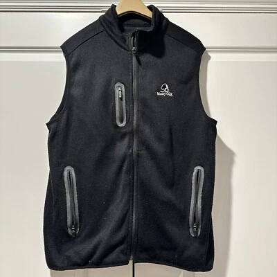 Chaleco Mossy Oak Para Hombres Grande Negro Vellón Árbol Bolsillos Cremallera Completa Logo Sin Mangas Foto 1 de 4