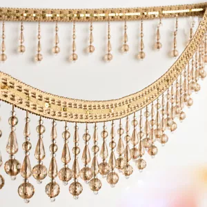 1M Frange En Dentelle À Franges En Perles De Cristal Pour Rideaux Et Abat-Jour - Foto 1 di 20