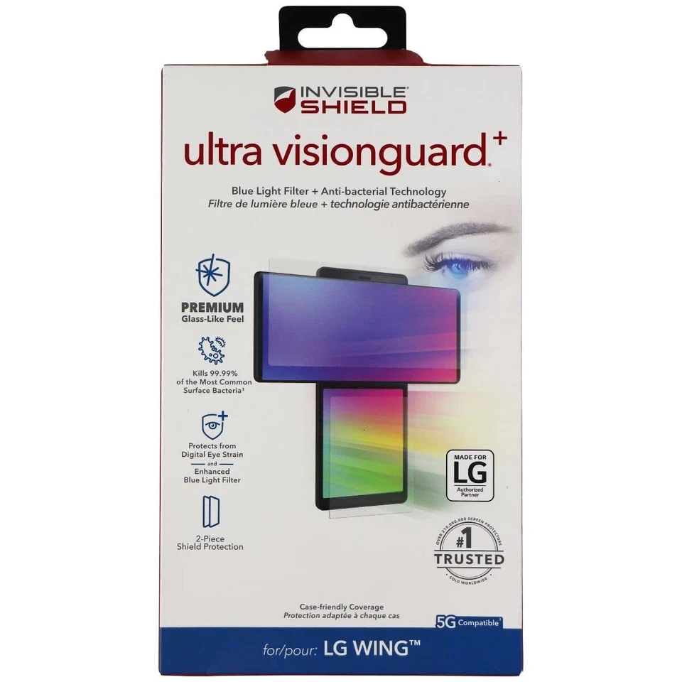Zagg Invisible Shield Ultra VisionGuard with Anti-bacterial - LG Wing 5G - Image 1 of 1