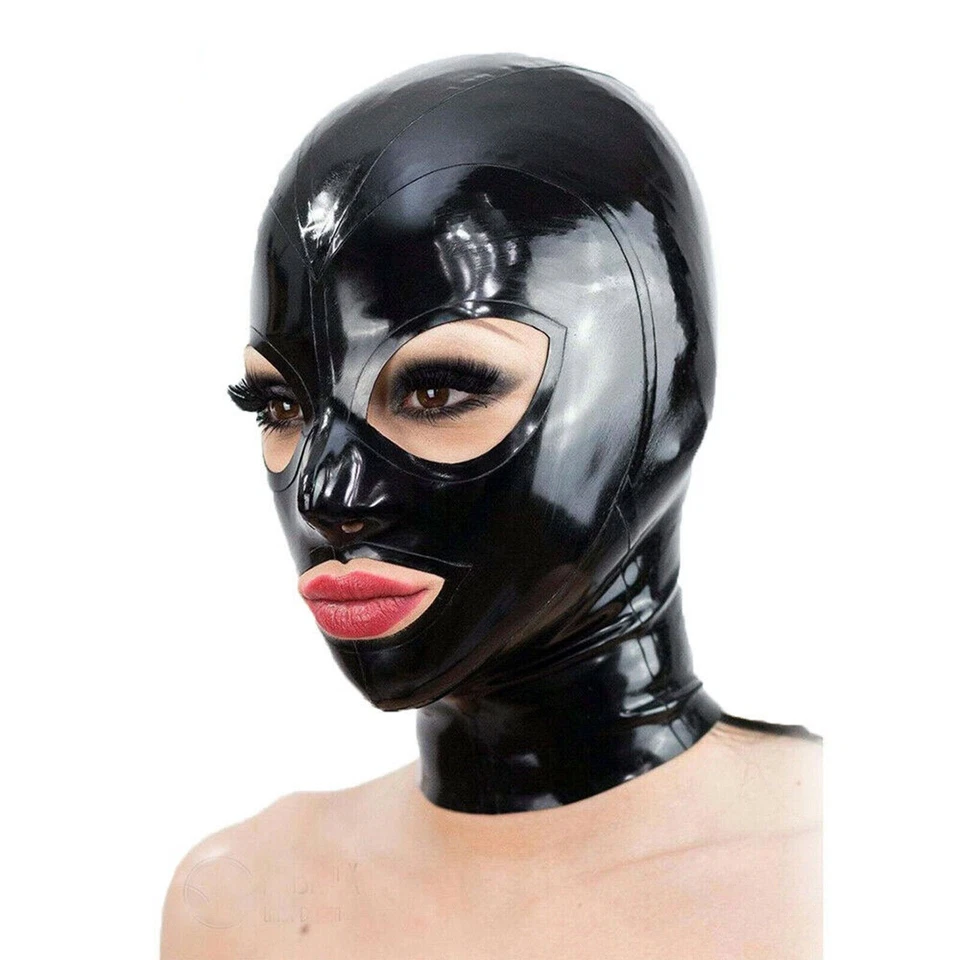 Latex Hood Back Zipper Open Eyes Beautiful Mouth Girl Rubber Mask Cosplay Zipper - Image 1 of 4