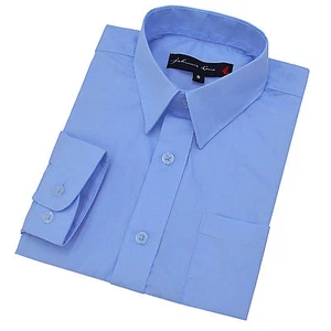 JL32 Johnnie Lene Big Boy's Long Sleeves Cotton Blend Solid Dress Shirt - Picture 1 of 23