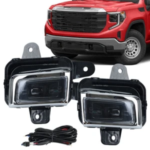 For 2022 2023 2024 GMC Sierra 1500 Set LED Fog Light Lamps W/Chrome Covers Wire - Picture 1 of 16