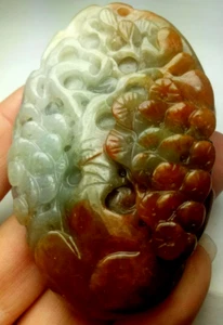 Certified 3 Colour Natural A Jade Jadeite Landscape painting Tree摇钱树Ruyi Pendant - Picture 1 of 8