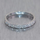 Bandeau empilable de mariage vintage des années 1920 or blanc 14 carats 2 carats diamant simulé