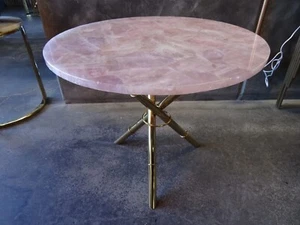 36" Round Elegant Rose Quartz Centerpieces Coffee Table Luxury Quartz Rooms Deco - Picture 1 of 8