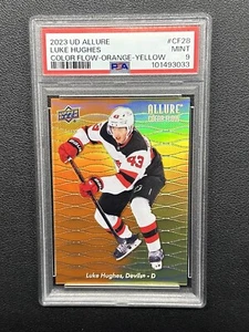 2023-24 UD Allure Color Flow ❄️ LUKE HUGHES ❄️ Orange Yellow PSA 9 (LOW POP) RC - Picture 1 of 2