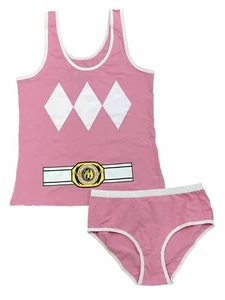 Power Rangers Junior Damen rosa Unterhosen Unterwäsche Tank Top Shirt & Höschen - Bild 1 von 1