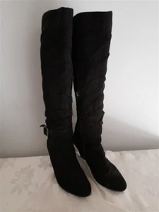SMART BETTS BLACK KNEE HIGH FAUX SUEDE BOOTS FITS SIZE AUS 6 EUR 37 - Picture 1 of 6