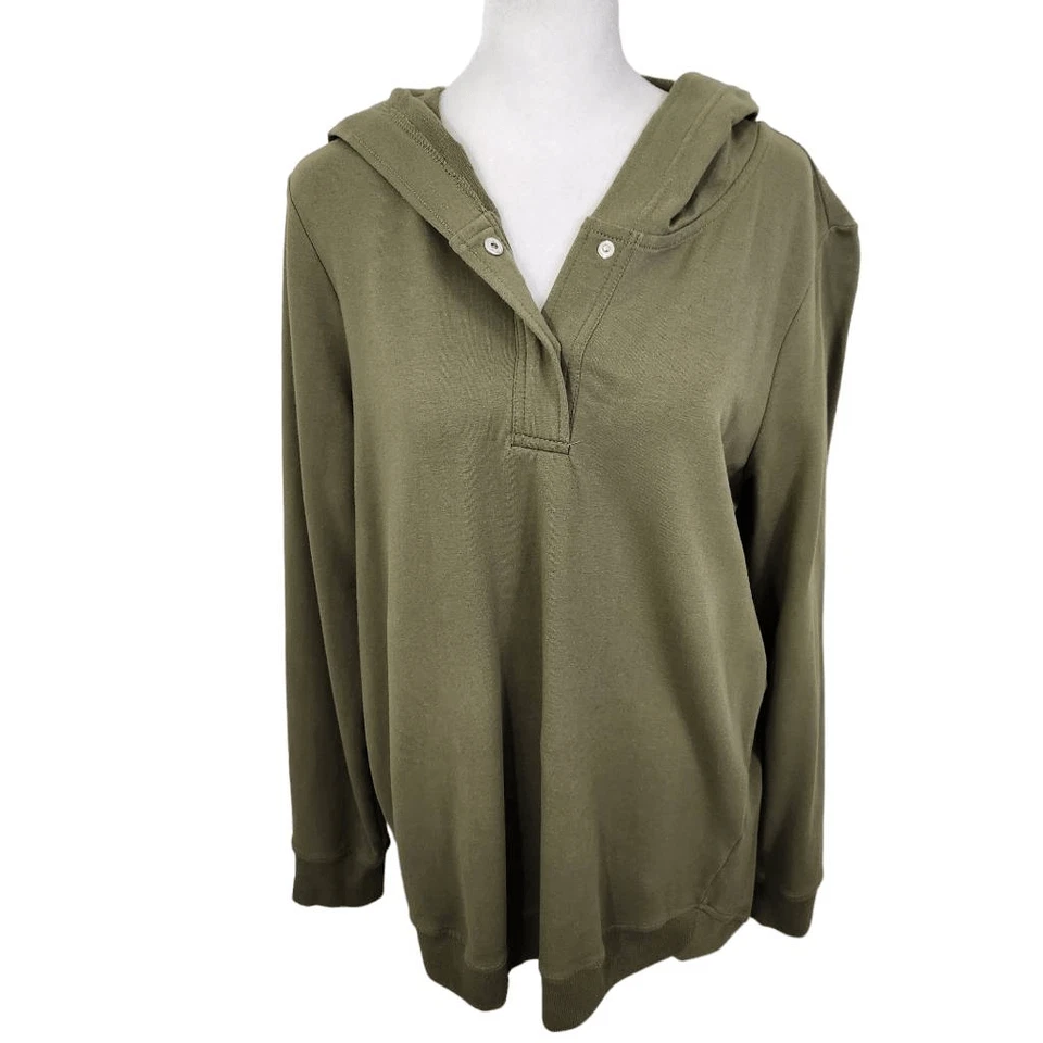 D&Co. Sudadera con Capucha Verde Oliva Talla Pequeña Verde Sudadera con Capucha Pullover con Broches de Presión Foto 1 de 4
