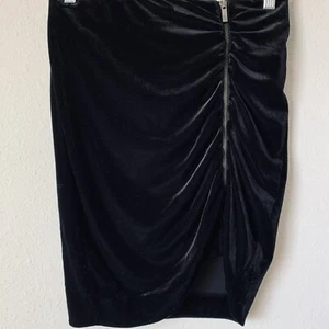 1. State Black Velvet Zip Front Asymmetrical Mini Skirt Sz XS B-2 - Picture 1 of 3